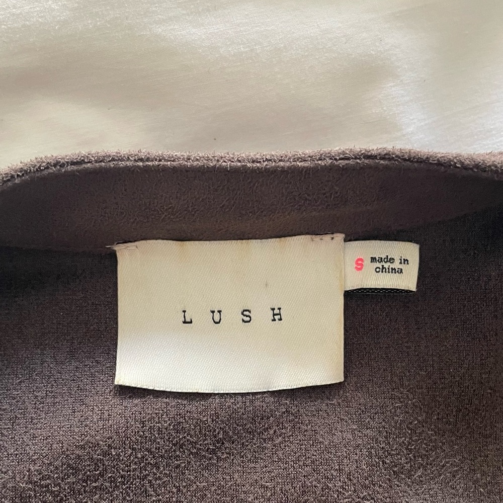 Lush Faux Suede Coat in Taupe. Size Small - Picture 4 of 6